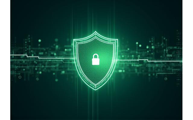 Abstract illustration of secure data flowing into a protected digital vault, representing privacy and data protection.